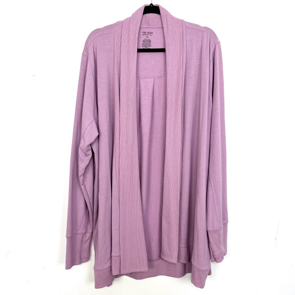 Tek Gear Lilac Purple Open Front Cardigan Sweater Active Thumbholes 2X